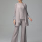 Long Sleeves Chiffon Lace Mother Of The Bride Dress Pants Suits