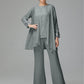 Long Sleeves Chiffon Lace Mother Of The Bride Dress Pants Suits