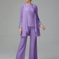 Long Sleeves Chiffon Lace Mother Of The Bride Dress Pants Suits