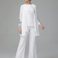 Long Sleeves Chiffon Lace Mother Of The Bride Dress Pants Suits