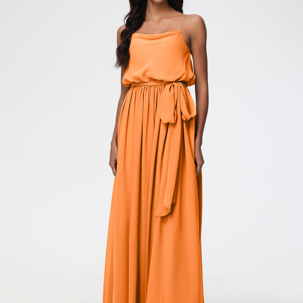 tan bridesmaid dresses Coral Chiffon Long Mismatched Bridesmaid Dress, Dress B main image 1