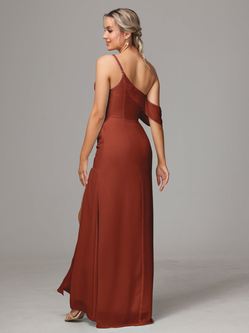 One Shoulder Chiffon Wedding Party Dresses Pool