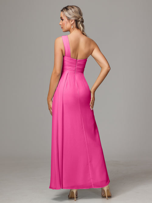 One Shoulder Long Chiffon Bridesmaid Gown Azalea main image 0