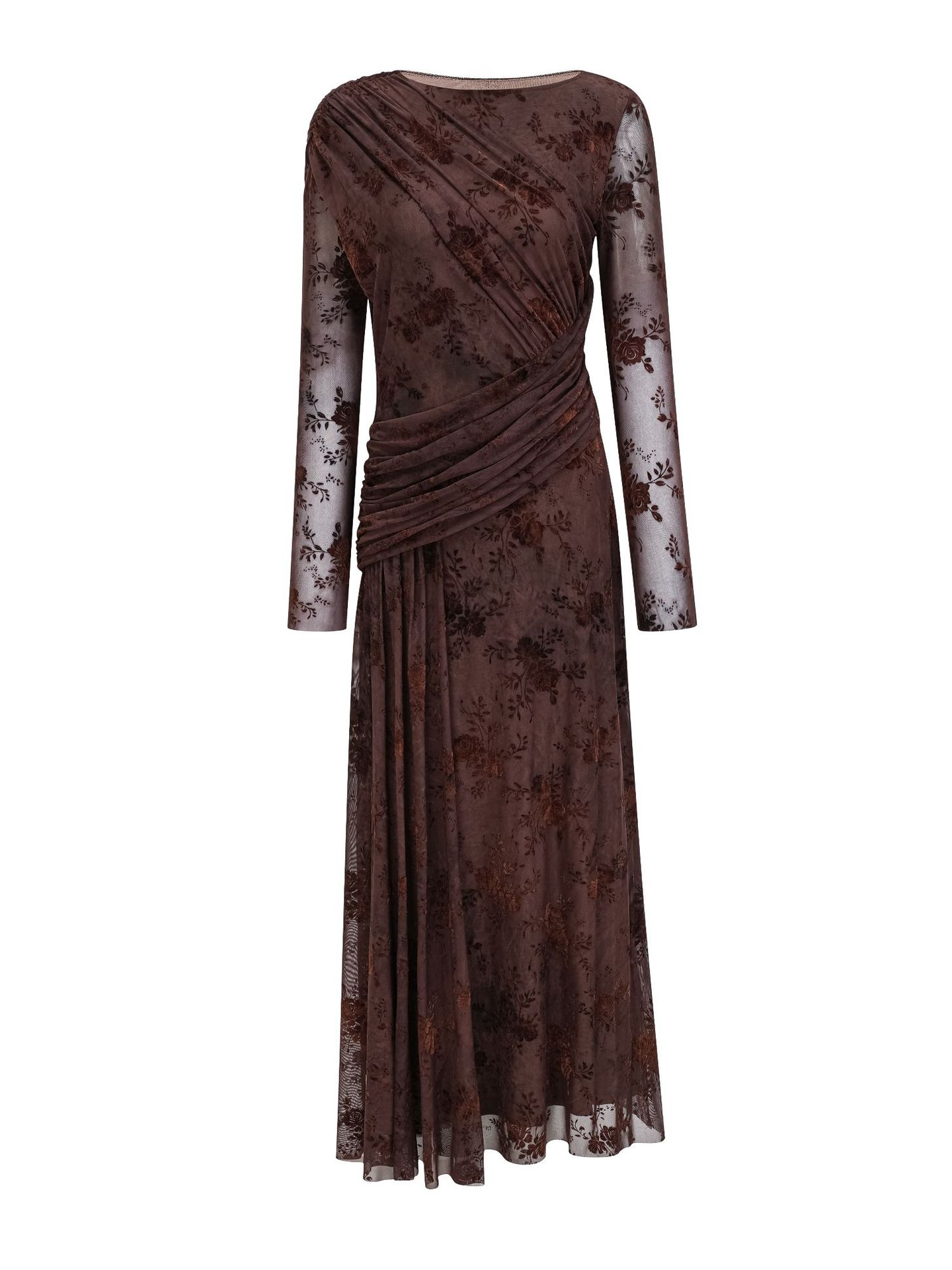 Cicinia Chocolate Wedding Guest Dress Sheath Beautiful Floral Lace Dre