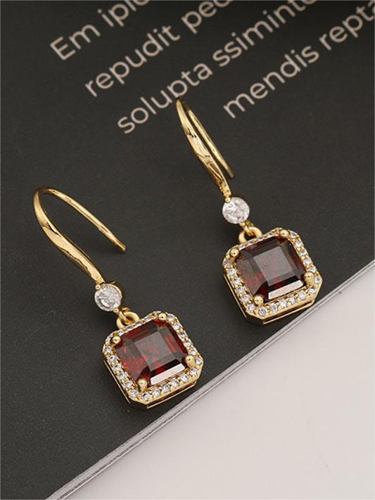 Chic Red Zircon Earrings