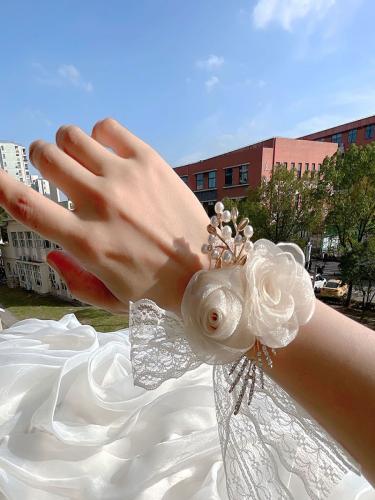 Champagne Floral Wedding Wrist Corsage