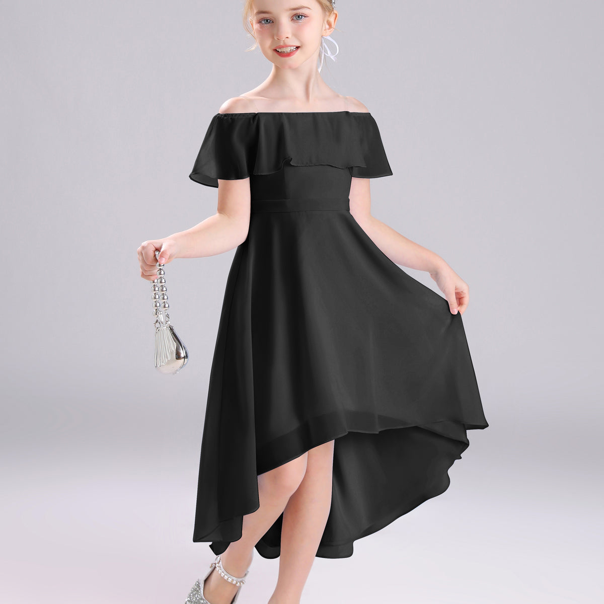 glamorous elegant black evening dresses Gown Strapless Sexy Long Dress Wedding Guest Dress with Bowknot womens red carpet dresses sunset DUBAI PERFUME - LITTLE Size:6-12M Dress