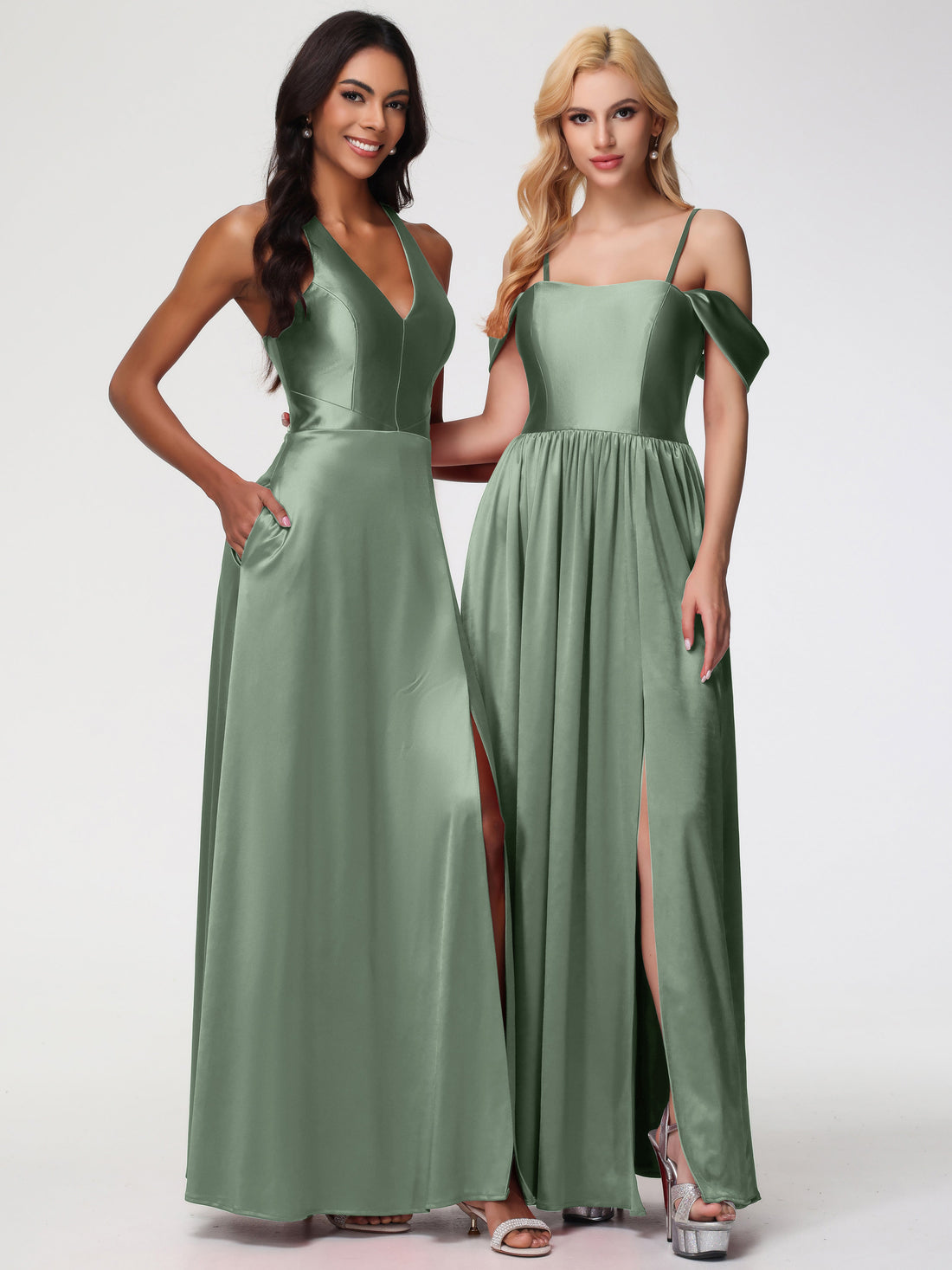 Off the Shoulder Stretch Satin Prom Dress Rust main image 1