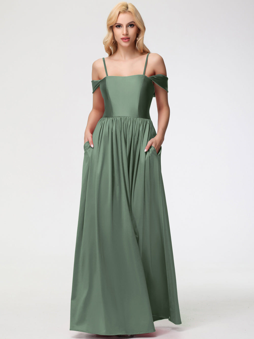 Olive Green Multiway Formal Dress Off The Shoulder Floor Length Stretc