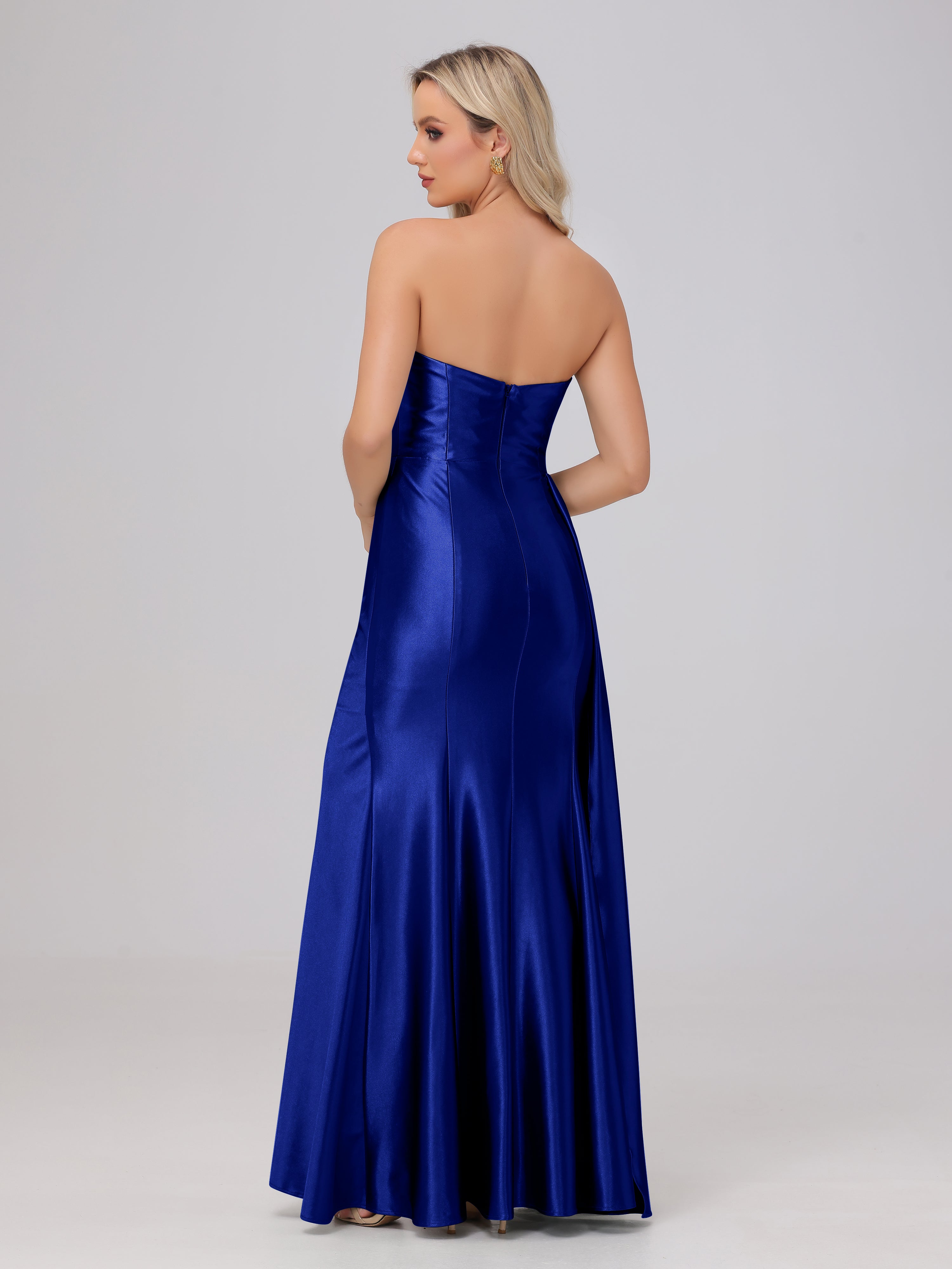 Royal Blue Formal Dresses Off the Shoulder Straps Bodice Zip Back Form