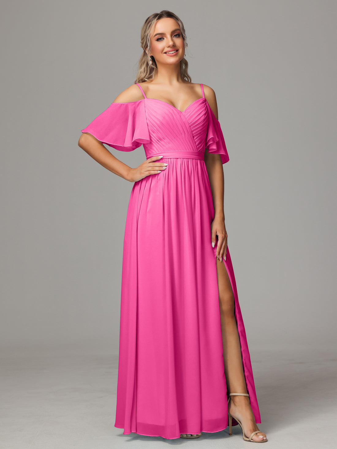 A-Line Chiffon Bridesmaid Dress With Slit in Spice main image 0