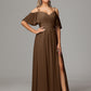 Off The Shoulder A Line Chiffon Bridesmaid Dress With Slit