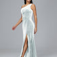 One Shoulder With Slit Plus Size Velvet Bridesmaid Dress