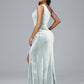 One Shoulder With Slit Plus Size Velvet Bridesmaid Dress