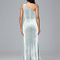 One Shoulder With Slit Plus Size Velvet Bridesmaid Dress