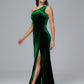 One Shoulder With Slit Plus Size Velvet Bridesmaid Dress