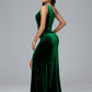 One Shoulder With Slit Plus Size Velvet Bridesmaid Dress
