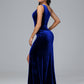 One Shoulder With Slit Plus Size Velvet Bridesmaid Dress