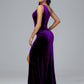 One Shoulder With Slit Plus Size Velvet Bridesmaid Dress
