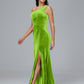 One Shoulder With Slit Plus Size Velvet Bridesmaid Dress