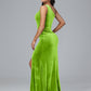 One Shoulder With Slit Plus Size Velvet Bridesmaid Dress
