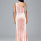 One Shoulder With Slit Plus Size Velvet Bridesmaid Dress
