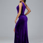 One Shoulder With Slit Plus Size Velvet Bridesmaid Dress