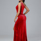 One Shoulder With Slit Plus Size Velvet Bridesmaid Dress