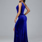 One Shoulder With Slit Plus Size Velvet Bridesmaid Dress