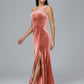 One Shoulder With Slit Plus Size Velvet Bridesmaid Dress