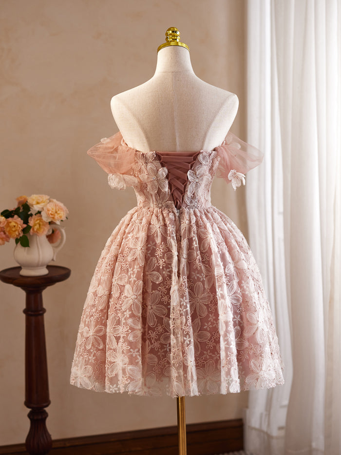 Chic Off-The-Shoulder Flower Appliques Sleeveless A-Line Formal Dresses main image 1