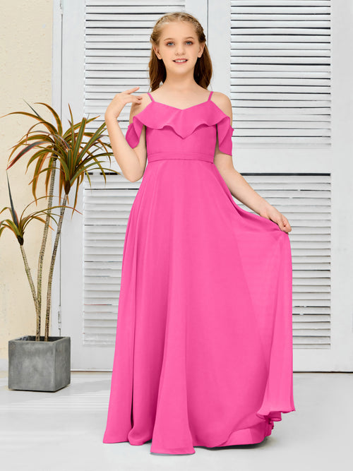 Orange Chiffon Halter Neck Junior Bridesmaid Dress main image 0