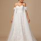 Strapless A Line Lace Long Wedding Dress