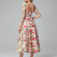 Long Sleeves Floral Lace Tea Length Mother of the Bride Dress