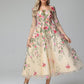 Long Sleeves Floral Lace Tea Length Mother of the Bride Dress