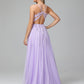 Spaghetti Straps Lace Appliques Tulle Long Prom Dresses
