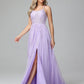 Spaghetti Straps Lace Appliques Tulle Long Prom Dresses