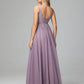 Spaghetti Straps V Neck Lace Appliques Tulle Prom Dresses
