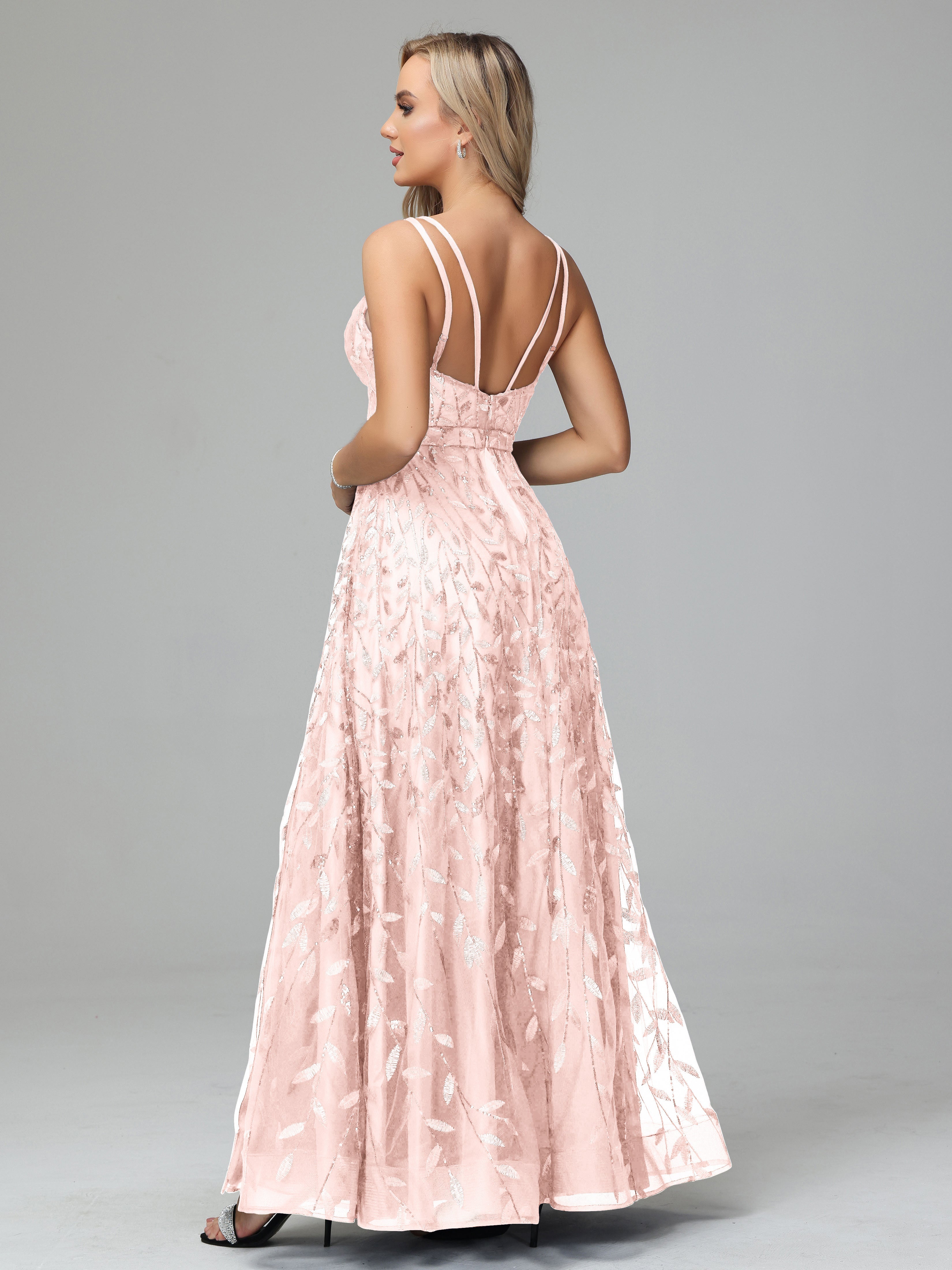 V Neck Spaghetti Straps Lace Appliques Mother of the Bride Dresses