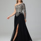 One Shoulder Long Sleeves  Lace Appliques Tulle Prom Dresses
