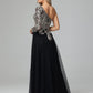 One Shoulder Long Sleeves  Lace Appliques Tulle Prom Dresses