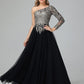 One Shoulder Long Sleeves  Lace Appliques Tulle Prom Dresses