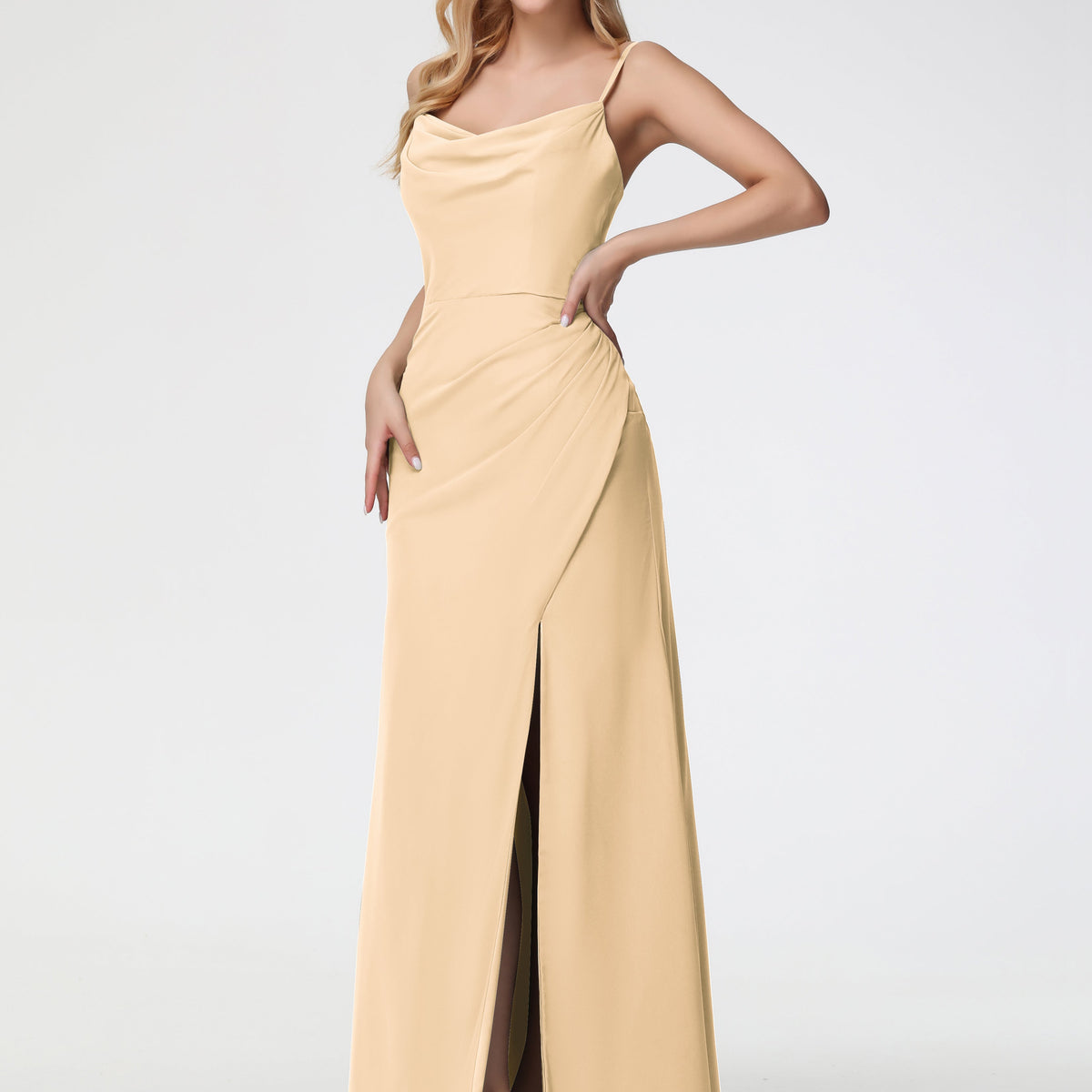 peach ruched dress Plus size Peach Ruched Chiffon Wrap Sexy Slit Mermaid Bridesmaid Dress