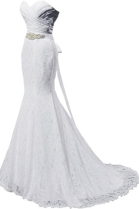 Elegant Strapless Lace Up Long Mermaid Wedding Dress