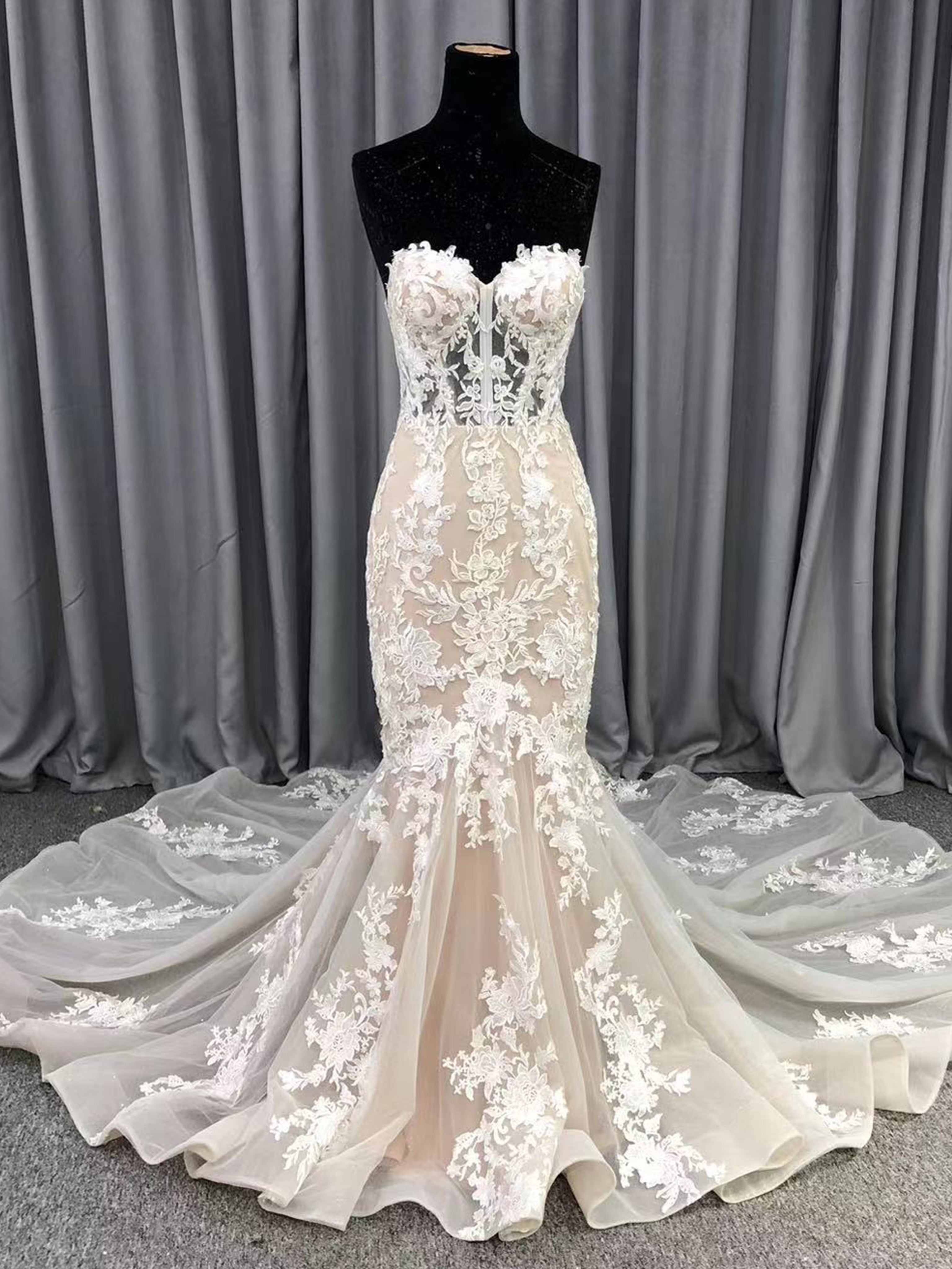 Sweetheart Illusion Top Mermaid Lace Bridal Gown
