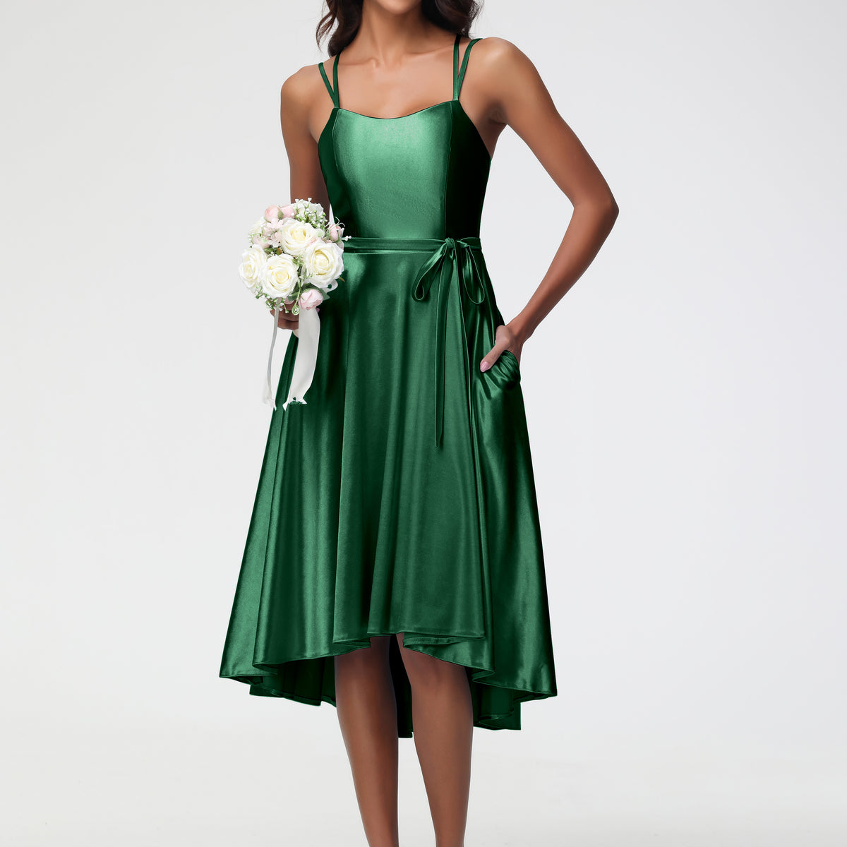 satin semi formal dresses BABARONI Stretch Dusty Blue Bridesmaid Off-the-shoulder Floor-length Sleeveless Pleated with Slit Sheath, Dusty Blue / US0 Precision Beaded Waistline Queendancer Women Black A Line