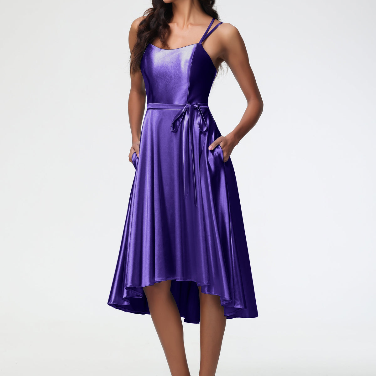 alterations for formal dresses Short A Line Thin Straps Purple/Hot Pink Lace Prom Dress, Purple/Hot P –  abcprom main image 0
