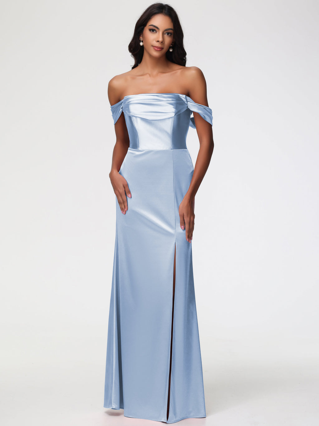 ella light blue off shoulder formal dress Ella Light Pink Off Shoulder Prom Dress - US 6 main image 1