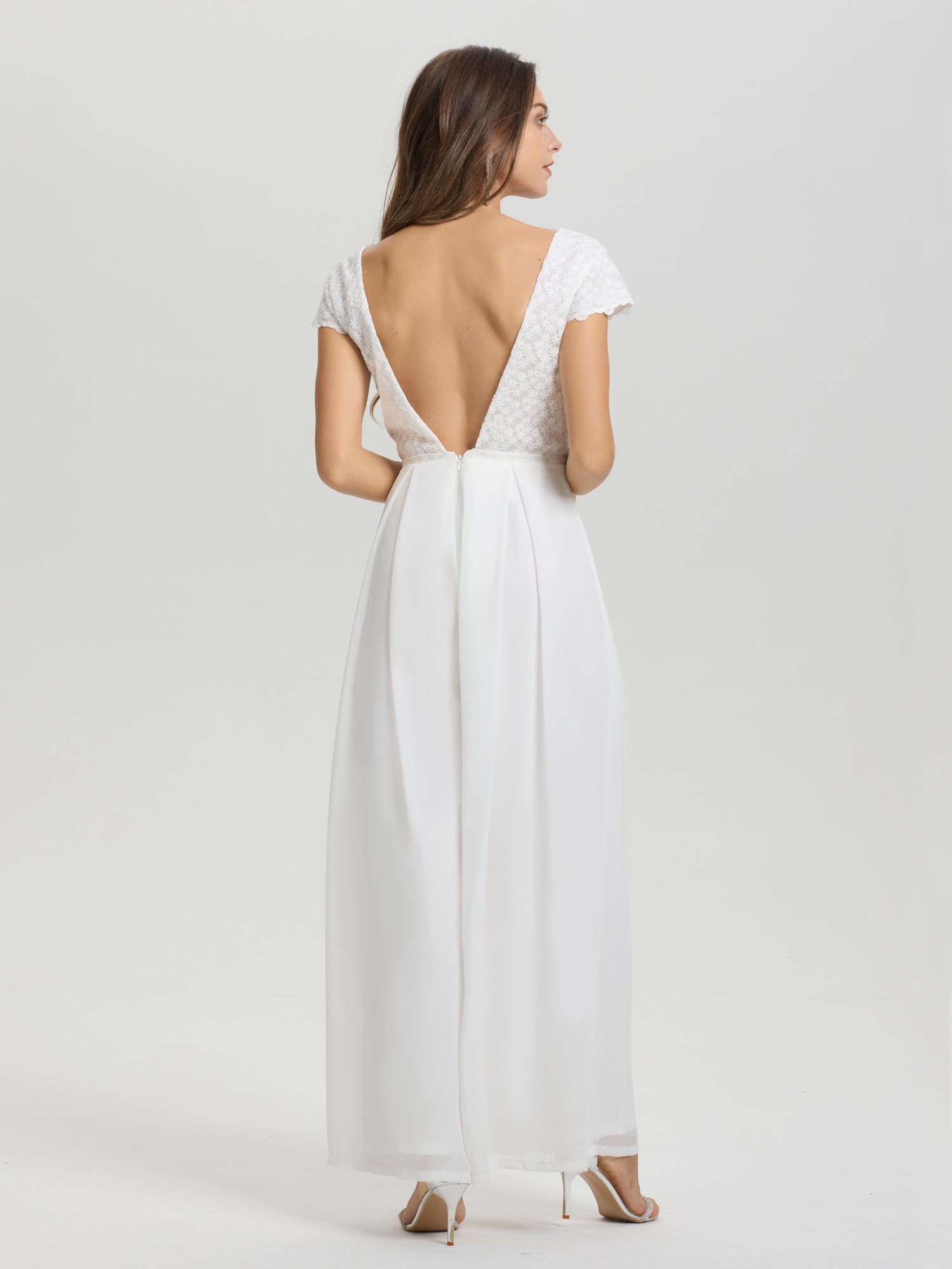 Chiffon Cap Sleeve Scoop Neck Wide Leg Pantsuit Cabernet