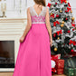 A Line V Back Chiffon Lace Junior Bridesmaid Dress